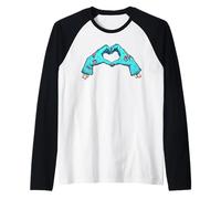 Zombie Hand Shape a Heart, Halloween Zombie Valentine's Love Maglia con Maniche Raglan