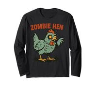 Zombie Hen Funny Chicken Halloween Design Maglia a Manica