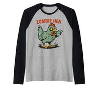 Zombie Hen Funny Chicken Halloween Design Maglia con Maniche Raglan