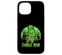 Zombie Mom Halloween Retro Sunset Funny Family Mother Custodia per iPhone 15