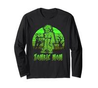 Zombie Mom Halloween Retro Sunset Funny Family Mother Maglia a Manica