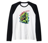 Zombie Rock: Zombie Che Suona la Chitarra elettrica Slayer Maglia con Maniche Raglan