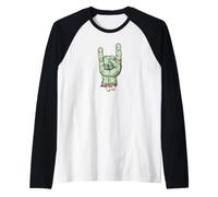 Zombie Rocker Zombie Corna a Mano Maglia con Maniche Raglan