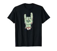 Zombie Rocker Zombie Corna a Mano Maglietta