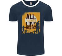 Zombie Teacher Love Brains Halloween Funny Uomo Ringer T-Shirt FotL