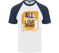 Zombie Teacher Love Brains Halloween Funny Uomo S/S Baseball T-Shirt