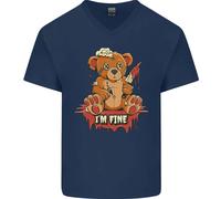 Zombie Teddy Bear Halloween Gotico Omicidio Maglietta In Cotone A V Per Uomo