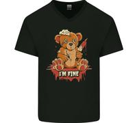 Zombie Teddy Bear Halloween Gotico Omicidio Maglietta In Cotone A V Per Uomo