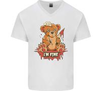 Zombie Teddy Bear Halloween Gotico Omicidio Maglietta In Cotone A V Per Uomo