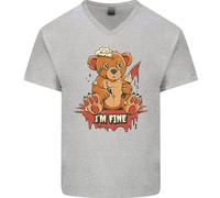 Zombie Teddy Bear Halloween Gotico Omicidio Maglietta In Cotone A V Per Uomo