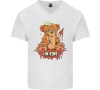 Zombie Teddy Bear Halloween Gotico Omicidio Maglietta In Cotone A V Per Uomo