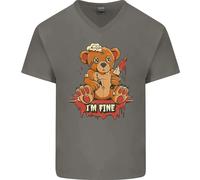 Zombie Teddy Bear Halloween Gotico Omicidio Maglietta In Cotone A V Per Uomo