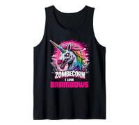 Zombie Unicorn Brains Gothic Funny I Love Brainbows Goth Canotta