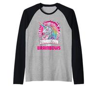 Zombie Unicorn Brains Gothic Funny I Love Brainbows Goth Maglia con Maniche Raglan