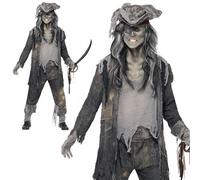 Zombie Uomo Pirata Costume Nave Fantasma Ghoul Costume da Halloween M-XL
