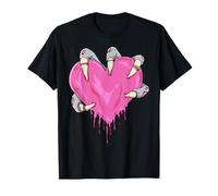 Zombiecore Estetico Zombie Scheletro Mostro Mano Cuore Rosa Maglietta