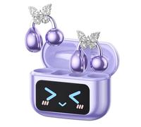 ZOMBIES CAT Cuffie Open Ear Clip-on con Schermo Touch & Orecchini Farfalla Rimovibile - Auricolari Bluetooth 5.4, Audio HiFi, Auricolari Open Ear Design Elegante per Sport e Tempo Libero, Viola M100