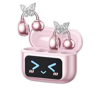 ZOMBIES CAT Cuffie Open Ear Clip-on con Schermo Touch & Orecchini Farfalla Rimovibile - Auricolari Bluetooth 5.4, Audio HiFi, Auricolari Open Ear Design Elegante per Sport e Tempo Libero, M100 Rosa