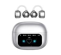ZOMBIES CAT Jewellery Clip On - Cuffie aperte, Bluetooth 5.4, con touch screen intelligente, 3,7 G, senza fili, Ip45, impermeabili, Ai-Enc Clear Calls, Hy-C02, orecchini a diamante argento
