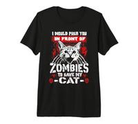 Zombies To Save My Cat Kitty Funny Halloween Cats Lovers Maglietta Premium