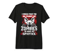 Zombies To Save My Sphynx Cat Kitty Funny Cats Lovers Maglietta Premium