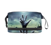 ZombieSpooky Hand Rising Out of Grave - Beauty case a doppio strato, per donne e ragazze, borsa da viaggio per trucchi e trucchi, pratica borsa organizer con scomparto per pennelli, Multi, 27x15x14
