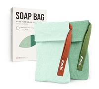 ZOMCHI 2 pezzi Sacchetti per saponette con diversa ruvidità, Sacchetti esfolianti per il risparmio di sapone, Sacchetto per sapone per il bagnoschiuma (Verde)