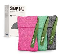 ZOMCHI Confezione da 3 Sacchetti di sapone esfoliante, Spugna esfoliante per il corpo, Contenitori per saponette, Sacchetto per saponette per esfoliazione profonda