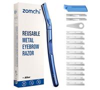 ZOMCHI Rasoio Dermaplane, Rasoio per sopracciglia e rasoi per il viso per donna e uomo, Rasoio per sopracciglia con cappuccio protettivo in silicone e 11 lame - Blu Opaco