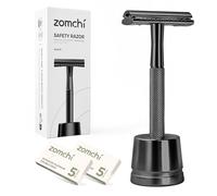 ZOMCHI Rasoio di Sicurezza a Doppio Taglio con 10 lame di sicurezza, Rasoio a Lama Singola da Uomo con Porta Rasoio, Rasoio di Sicurezza da Uomo - Nero