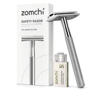 ZOMCHI Rasoio di Sicurezza a Doppio Taglio per Uomo e Donna, Rasoio in Metallo con 5 Lame di Sicurezza a Doppio Taglio, Rasoio a Lama Singola - Argento