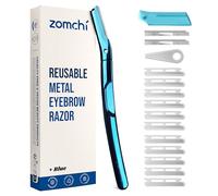 ZOMCHI Rasoio per sopracciglia, Rasoi per il viso per donne e uomini, Rifinitore per sopracciglia con cappuccio protettivo in silicone, Rasoio Dermaplane per depilazione facile e sicura (Blu, 11 lame)