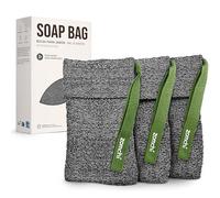 ZOMCHI Sacchetti di sapone esfolianti, confezione da 3 pezzi, per sapone da bar, progettati per pulizia profonda ed esfoliazione (grigio)