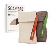 ZOMCHI Sacchetti Salvasapone, 2 Pezzi Sapone Esfoliante con Diversa Ruvidità, Saponetta in Luffa Per Uomo e Donna, Scrub Esfoliante Per Il Corpo Per Una Pelle Liscia e Pulita (Marrone)