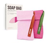 ZOMCHI Sacchetto Porta Saponetta con Diverse Rugosità, Sacchetto Esfoliante per Sapone, Sacchetto per Sapone per Bagnoschiuma (2 Pezzi, Rosa)