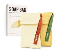 ZOMCHI Sacchetto Salvasapone con Diverse Rugosità, Sacchetto per Sapone Esfoliante, Sacchetto per Sapone per Bagnoschiuma (2 Pezzi, Giallo)