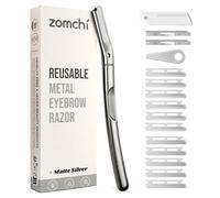 ZOMCHI Strumento per dermaplaning, Rasoio per dermaplaning per donna e uomo, Rasoio per sopracciglia riutilizzabile con 11 lame di ricambio, Rasoio per il viso che rimuove la peluria (Argento opaco)