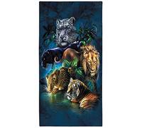 Zomer Telo mare grande 90 x 180 cm ad asciugatura rapida in microfibra stampata con leone, tigre e leopardo
