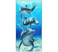 Zomer Telo mare grande 90 x 180 cm ad asciugatura rapida microfibra stampata con motivo delfino