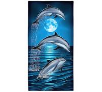Zomer Telo mare grande 90 x 180 cm ad asciugatura rapida microfibra stampata con motivo delfino luna