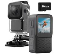 ZOMFOM Action Camera impermeabile 5K/30FPS, piccola fotocamera subacquea EIS Thumb 30 m con touch screen da 1,3 pollici, scheda 64 GB, kit di accessori, videocamera sportiva per vlogging, immersioni
