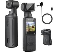ZOMFOM Telecamera 4K con microfono esterno, mini video e audio, videocamera tascabile con rotazione di 270°, per sport all'aria aperta, bici, viaggi, forze dell'ordine della polizia, civili personali