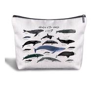 Zomhix Whale Gifts - Trousse per trucchi da donna, motivo: balena, regalo per amanti delle balene, borsa per il trucco da spiaggia, borsa con cerniera Sea Life da donna