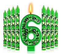 Zomiboo 13 Candele di Compleanno a Tema Mimetico Candeline di Compleanno Verdi Candela Numero Candela a Colonna Candeline per Torta Decorazioni per Feste Militari Laurea Nozze (Numero 6)