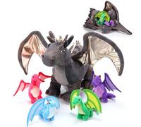 Zomiboo 5 Peluche a Forma di Drago Peluche Mamma e Bambini nella Pancia con Cerniera Drago di Peluche Gigante da 40 cm con 4 Piccoli Giocattoli di Peluche di Drago per Regalo di Compleanno dei Bambini