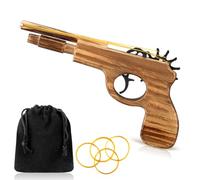 Zomiboo Pistola ad Elastico in Legno con Elastici Morbidi ed Elastici Giocattolo Pistola Ad Elastico Fatto a Mano Pistola Spara-Elastico Finta Pistola Ad Elastico Fucile Giocattolo