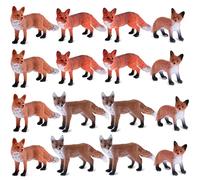 Zomiboo Set di 16 Figure Giocattolo della Volpe Figurine di Volpi Rosse in Plastica PVC Volpe in Miniatura Realistica Mini Volpe Rossa Set di Figurine Volpe Selvatica per Collezione Topper Torta