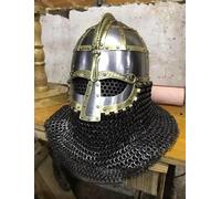 Zomitiya 14GA SCA Vendel medievale vichingo casco cavaliere con catena casco Viking ottone