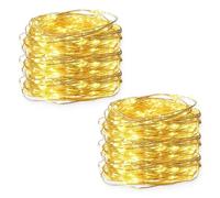 ZOMKIFA 2 Pcs 50 LEDs Stringa Luci Led, Filo d'Argento 5 metri Ghirlanda, Catena Luminosa, Lucine Led Decorative per Feste, Matrimoni, Giardino e Decorazione Natalizia (bianco caldo)