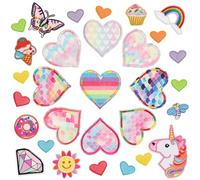 ZOMKIFA 30 Patch Termoadesivi con Unicorno, Sirena & Farfalla, Motivi Colorati per Personalizzare Jeans, Abiti per Bambini & Zaini